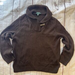 Lauren By Ralph Lauren Women's 2XL Brown Cable Knit Turtle Sweater 100% Cotton